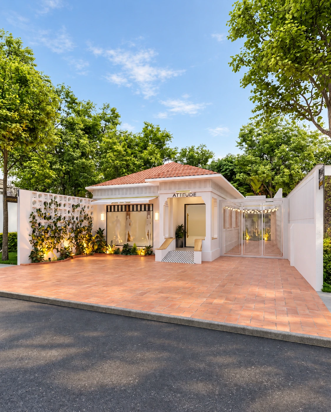 Imóvel residencial transformado para utilização comercial, com acesso frontal e jardim
